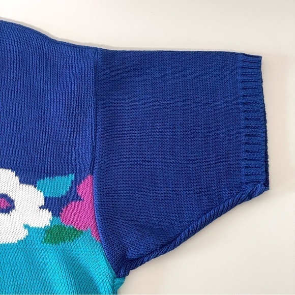 Vintage Cristin Stevens 80’s 90’s Floral Knit Short Sleeve Sweater Top - Picture 9 of 14